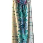 Pink Owl  strapless elastic waist blue pink pattern maxi dress Photo 0