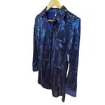 Free People NWT Sophie Sequin Mini Dress Navy Blue Longsleeve Button Up Dress S Photo 6