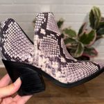 Vince Camuto Gigietta Black and White Snakeskin Chunky Heeled Boots Photo 0