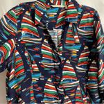 Soft Surroundings  Large Blue Abstract Blouse Nautical Lake Ocean Photo 2