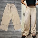 Downeast Boho Wide Leg Pants Embroidered Eyelet Beige Loose Fit Wide Leg XS Photo 1