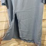 Topshop midi asymmetric hem ruched sleeves slit side open back women Size 6 blue Photo 12