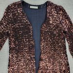 Jenni & Lizzi Sequin Jacket Bronze Metallic Open Front Hand Sewn Theatre Holiday Brown Size M Photo 4
