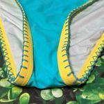 Cupshe  Swim Bikini Bottom Swimwear Blue/Yellow size Large NWOT Crochet detail Photo 3