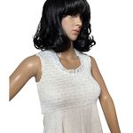 American Vintage Vintage 70's eyelet sleevless A line dress smocked chest belted size small Photo 0