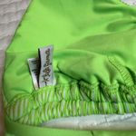 Luli Fama  Triangle Bikini Top Size D Cup Green & White Strip Striped Photo 5