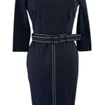 BODEN Contrast Stitch Detail Fitted Midi Dress Size US 6R Black Photo 0