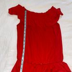 Ralph Lauren Lauren Ruffled Off The Shoulder Wide Legged Cropped Red Jumpsuit Photo 7