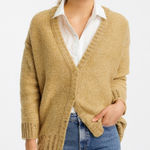 Maeve  Tan Sequin Knit Cardigan Sweater Button Front Long Sleeve Size L new Photo 0