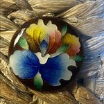 Floral Glass Art Piece with Vibrant Colors Blue Photo 0