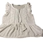 Haute Monde Button Up Short Sleeve Knot Front Dots Top Beach Coastal Siz… Photo 0