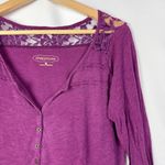Maurice's Purple Lace Shoulder Henley Long Sleeve T-Shirt M Photo 2