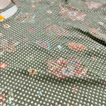 Ruby Rd  Knot Front Waffle Knit Top 3/4 Sleeve Green Pattern Shirt Size XL Petite Photo 3