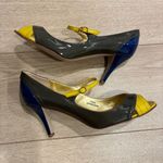 J.Crew  Penelope Mary Jane Patent Leather Heel Gray Blue Yellow Size 9 Photo 1