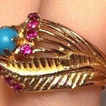 Ruby 18KT SOLID GOLD ANTIQUE TURQUOISE &  RING - 7.65 GRAMS!! Photo 5