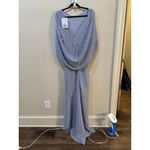 Betsy and Adam  Metallic Cape Gown Size‎ 12 Metallic Shimmer Silver Blue Photo 7