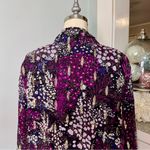 White House | Black Market Long Sleeve Floral Metallic Blouson Blouse Purple 10 Photo 6