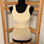 Anthropologie  Jo Ribbed Knit Striped Sweater Tank Top Beige Cream Photo 3