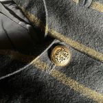 Smythe Peaked Lapel Blazer 100% Wool Jacket Black Mustard Stripe size 6 Photo 9