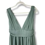 Lulus NWOT Heavenly Hues Sage Green Brush Woven Chiffon V-Neck Maxi Dress Large Photo 4