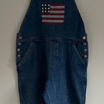 Mountain Lake VINTAGE DENIM CROPPED‎ AMERICAN FLAG CAPRI OVERALLS Photo 0