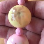 Pink Bauble Necklace Yellow Floral Designs Vintage Photo 4