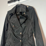 White House | Black Market Black Double Breasted Trench Coat Cotton Nylon Size S Photo 0