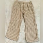 Briggs New York **Briggs Women’s Wide Leg Pants – Tan with White Stripes, Size L** Photo 3