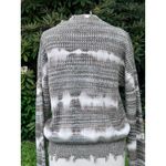 Poof Apparel Gray Grey Green White Ivory Tie Dyed Destroyed Frayed Sweater Women's S Small Photo 6