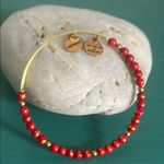 ALEX AND ANI Antique Americana Grateful Beaded Bangle, Red and Gold Tone Beads Photo 2