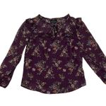 Fortune + Ivy PETITE SMALL Metallic Ruffle Tie Neck Sheer Arm Long Sleeve Blouse Photo 8