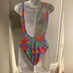 Red and Purple One Piece Swimsuit with Cover up Skirt Size M Photo 2