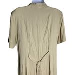 Buttons Vintage Wide Leg Cropped Jumpsuit L Beige  V Neck Short Sleeve Tie Waist Photo 4