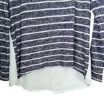 Rewind  Women's Sz L Blue Whites Stripe Top Long Sleeve Hi Low Shirt Open Back Photo 2