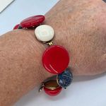 Vintage red white blue button style link bracelet. Photo 5