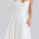 House Of CB NWT GEORGIE White Stretch Cotton Halter Neck Midi Dress Photo 0