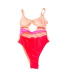 Xhilaration Orange and Pink Open Belly One Piece Swimsuit with Cut-Out Design Photo 5