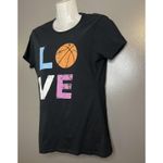Love Basketball Shirt Womens Small Black Graphic Tee Short Sleeve Crewneck Photo 2