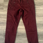 Current/Elliott  Deep Red Pants Size 26 Women’s Zip Pocket Cropped The Encode Photo 0