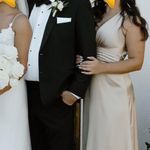 Revelry Dylan Gold Champagne Satin Dress Size M Photo 3