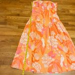 Farm Rio Women’s Large Linen Blend Orange Strapless Drop Waist Maxi Dress Floral Photo 7
