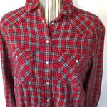 BDG red and gray flannel shirt with lace hem xs Photo 5