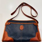 Liz Claiborne Vintage Navy and Brown Leather Bag size Height 7.3” & W 10” Photo 0