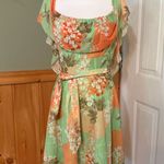 Vintage Leslie Fay Green and Orange Sleeveless Sundress Photo 0