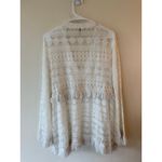 Amiani Lace Tunic Top Womens EG Large White Sheer Boho Chic Beach Tassel Fringe Photo 1