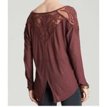 Free People  Gatsby Top Embroidered Mesh Maroon Red Medium Photo 14