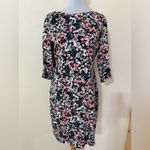 ERDEM Reese bright floral boat neck stretch ponte bodycon knee length dress 12 Black Photo 1