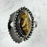 Tiger’s Eye Genuine Stone Sterling Silver Plated Ring Brown Photo 0