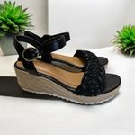 Time and‎ Tru Women's Black Braided Wedge Sandals Size 7.5 Photo 1