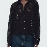ZARA  NWT black lace button front shirt Photo 7